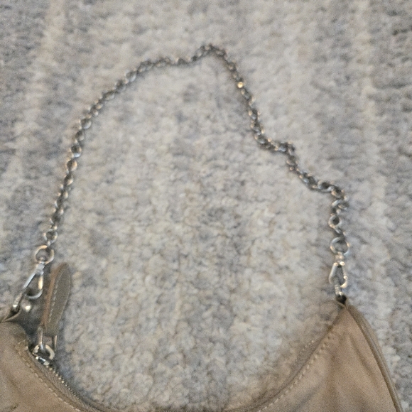 PRADA Shoulder Bag Nylon Beige Silver Chain Srrap - Picture 5 of 16